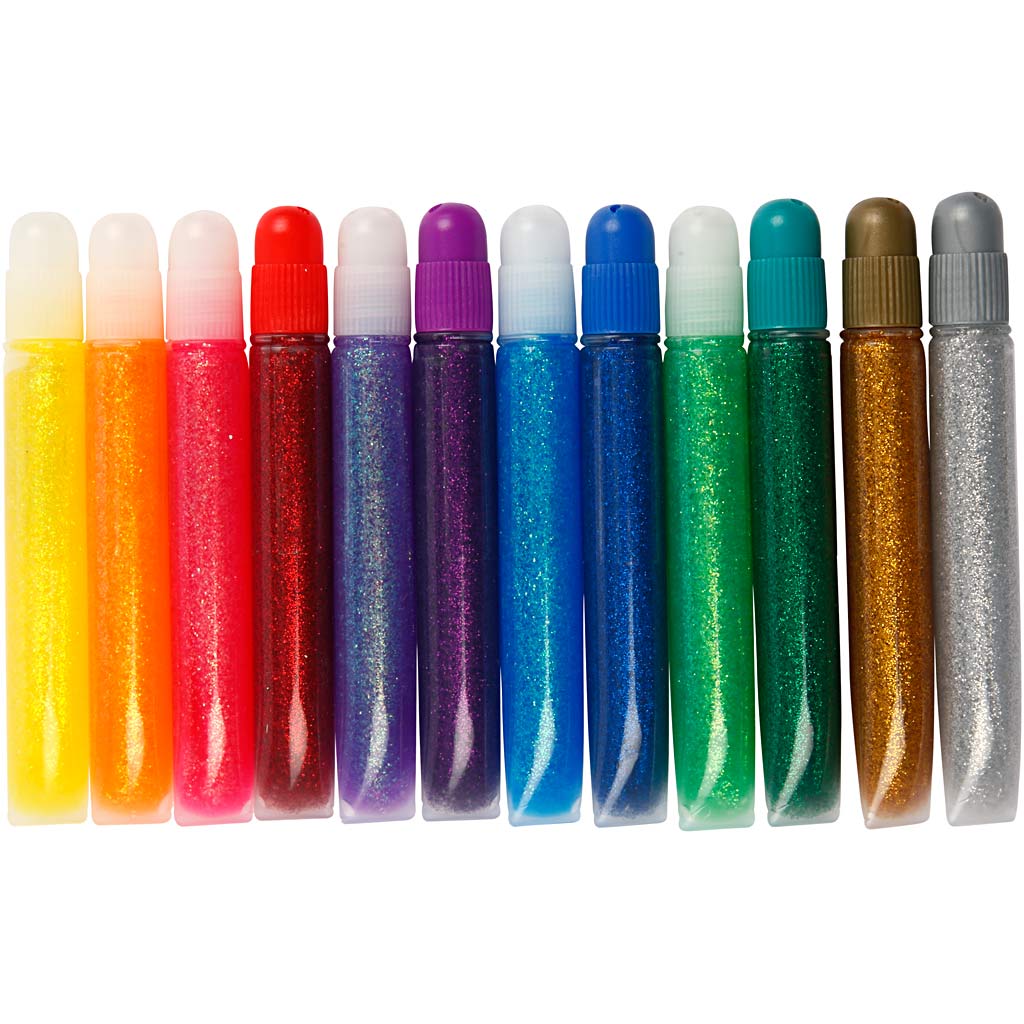Glitter Glue, assorted colours, 5x10 ml/ 1 pack