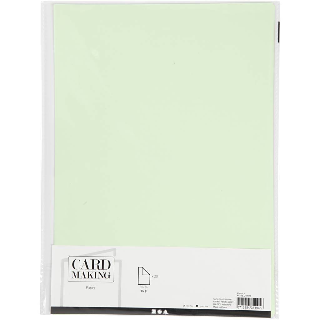 Paper, A4, 210x297 mm, 80 g, light green, 20 pc/ 1 pack