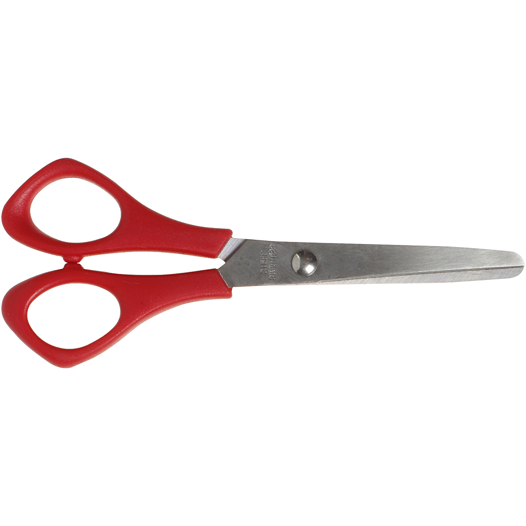School Scissors, L: 14 cm, round, left, 12 pc/ 1 pack