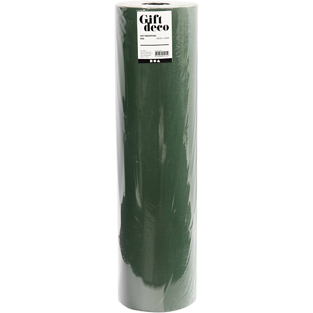 Wrapping Paper, W: 50 cm, 60 g, Green, 5 M, 1 Roll