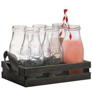 Avanti Milk Bottle with Straw and Tray 325mL (Set of 6)